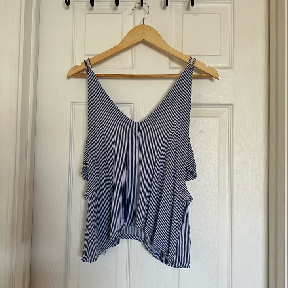 LULUS Blue and white striped tank